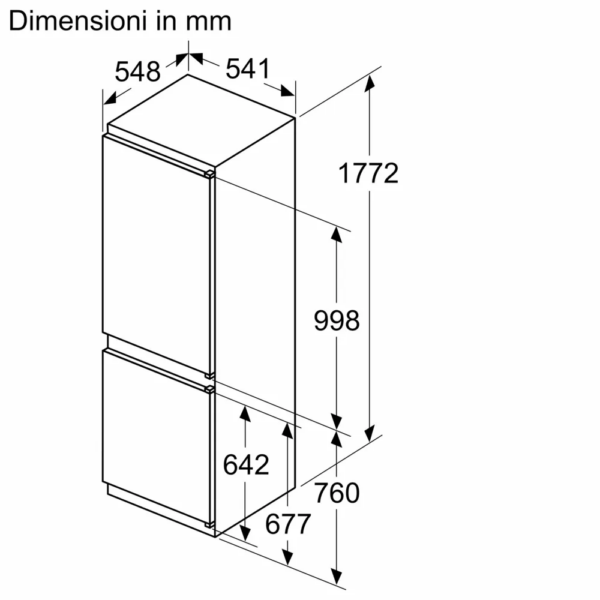 Dimensioni frigorifero combinato KI5861SE0 Neff