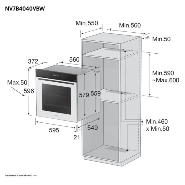 Scheda tecnica forno da incasso NV7B4040VBW U5 Samsung