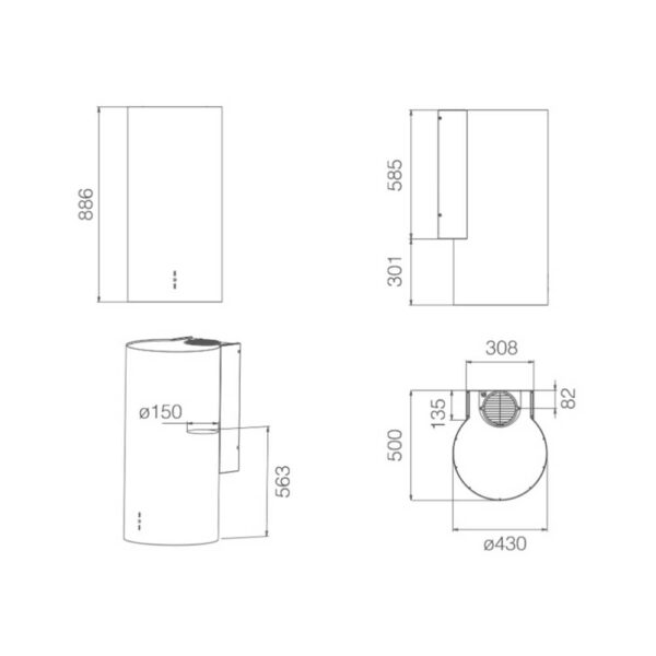 Scheda tecnica incasso cappa a parete PRF0090719B Elica