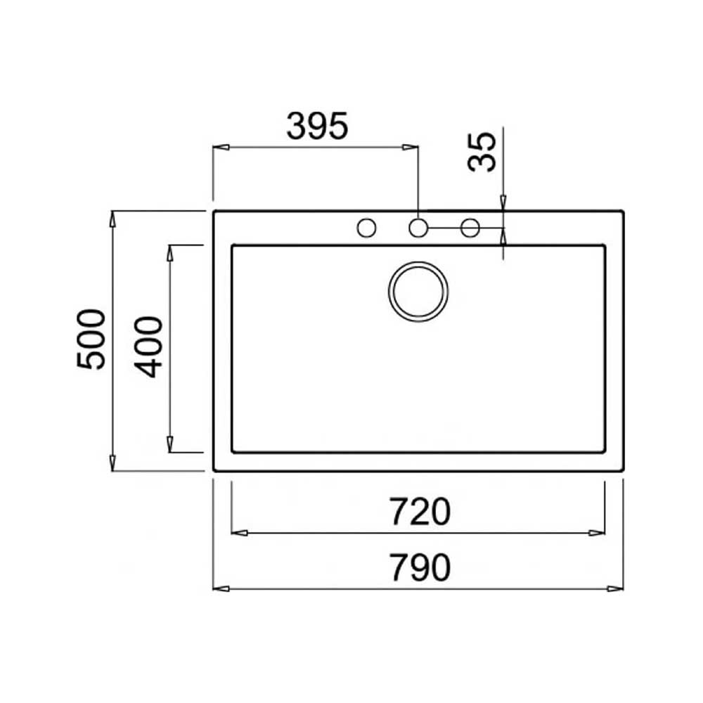 Scheda tecnica lavello una vasca senza gocciolatoio LKQ13086 Elleci