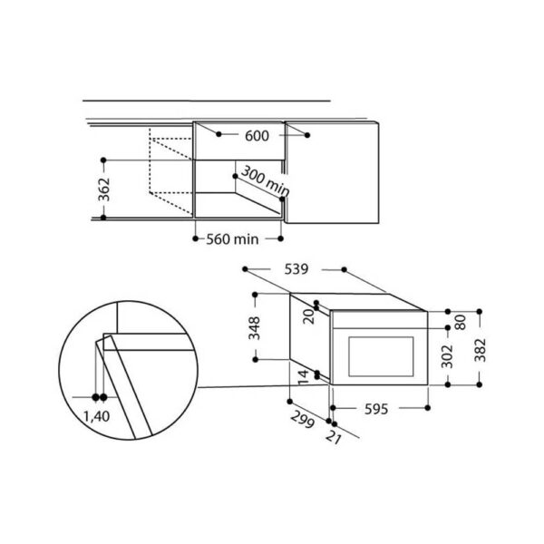 Scheda tecnica microonde da incasso MN312IXHA Hotpoint