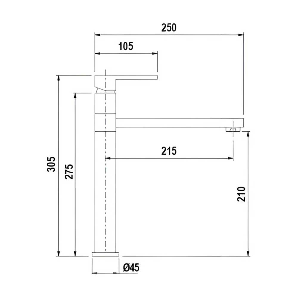 Scheda tecnica miscelatore canna alta quadrata SXFRAM84 Schock