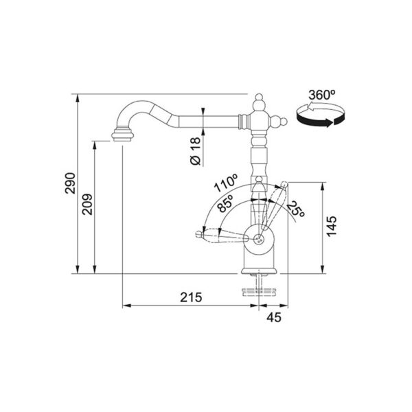 Scheda tecnica miscelatore con canna girevole 115.0060.360 Franke