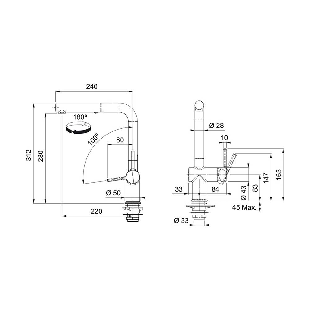 Scheda tecnica miscelatore con doccetta 115.0653.385 Franke