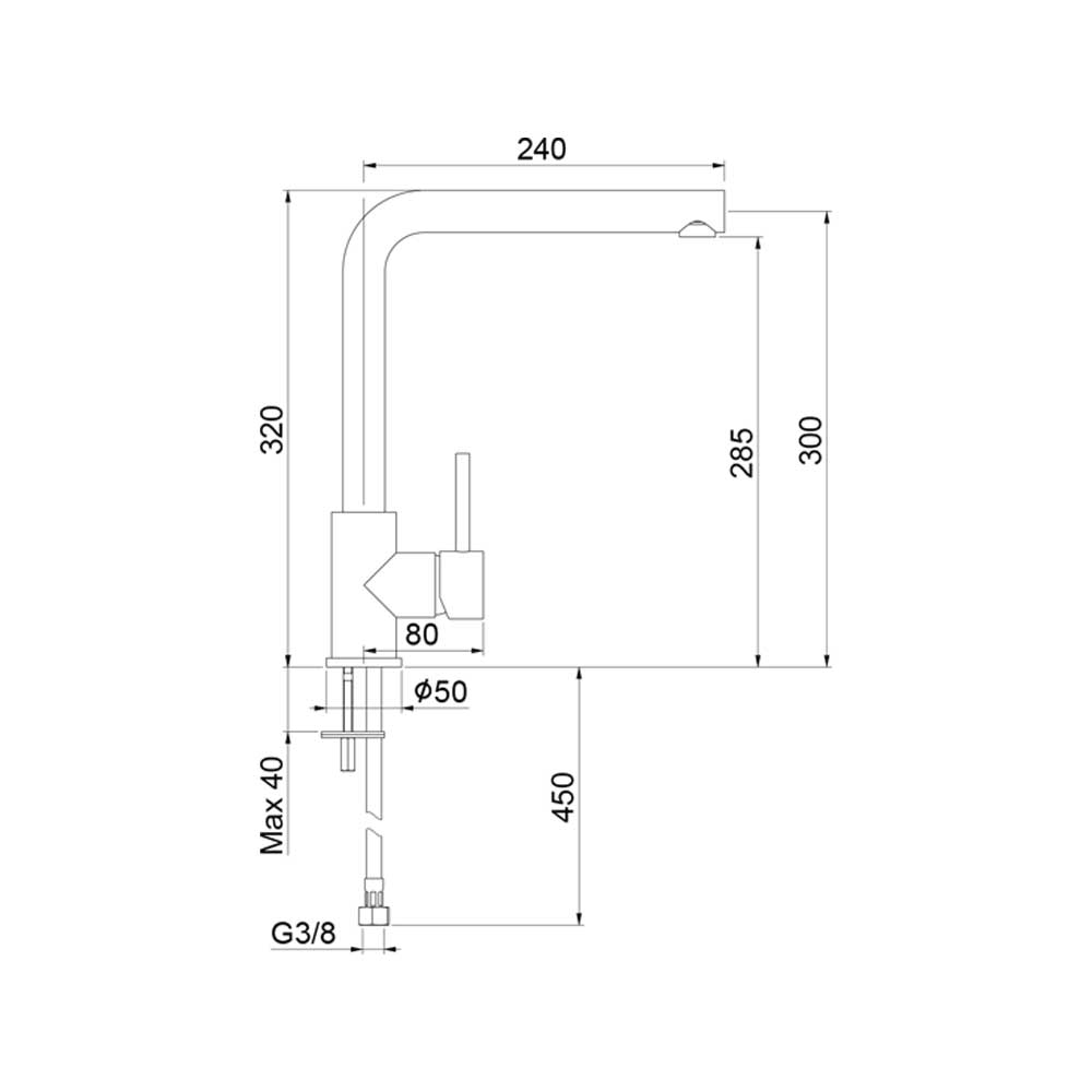 Scheda tecnica miscelatore cucina monocomando SXTOWN43 Schock