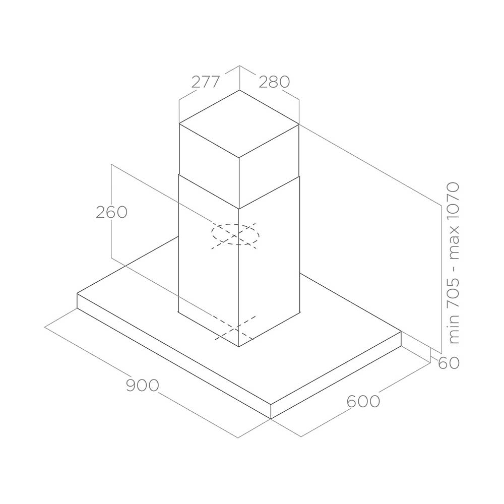 Scheda tecnica cappa a parete aspirante 90 cm PRF0147074 Elica