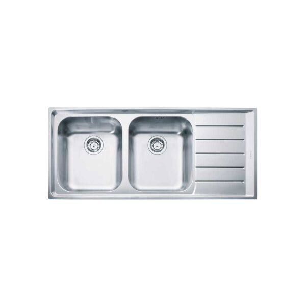 Lavello due vasche con gocciolatoio in acciaio inox 127.0059.718 Franke