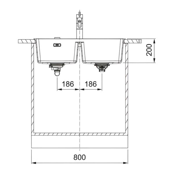 Scheda incasso lavello due vasche senza gocciolatoio 114.0661.685 Franke
