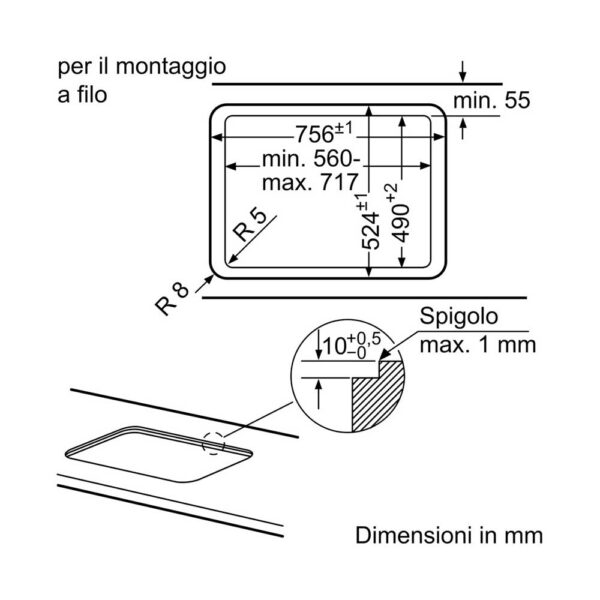 Scheda montaggio piano cottura a gas PPQ7A6B20 Bosch