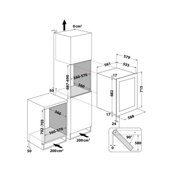 Scheda tecnica cantinetta vino da incasso W7 WC711 0 Whirlpool