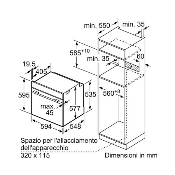 Scheda tecnica forno a vapore da incasso HSG636BB1 Bosch