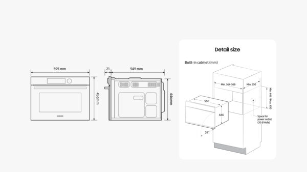 Scheda tecnica microonde compatto da incasso NQ5B4513GBS Samsung