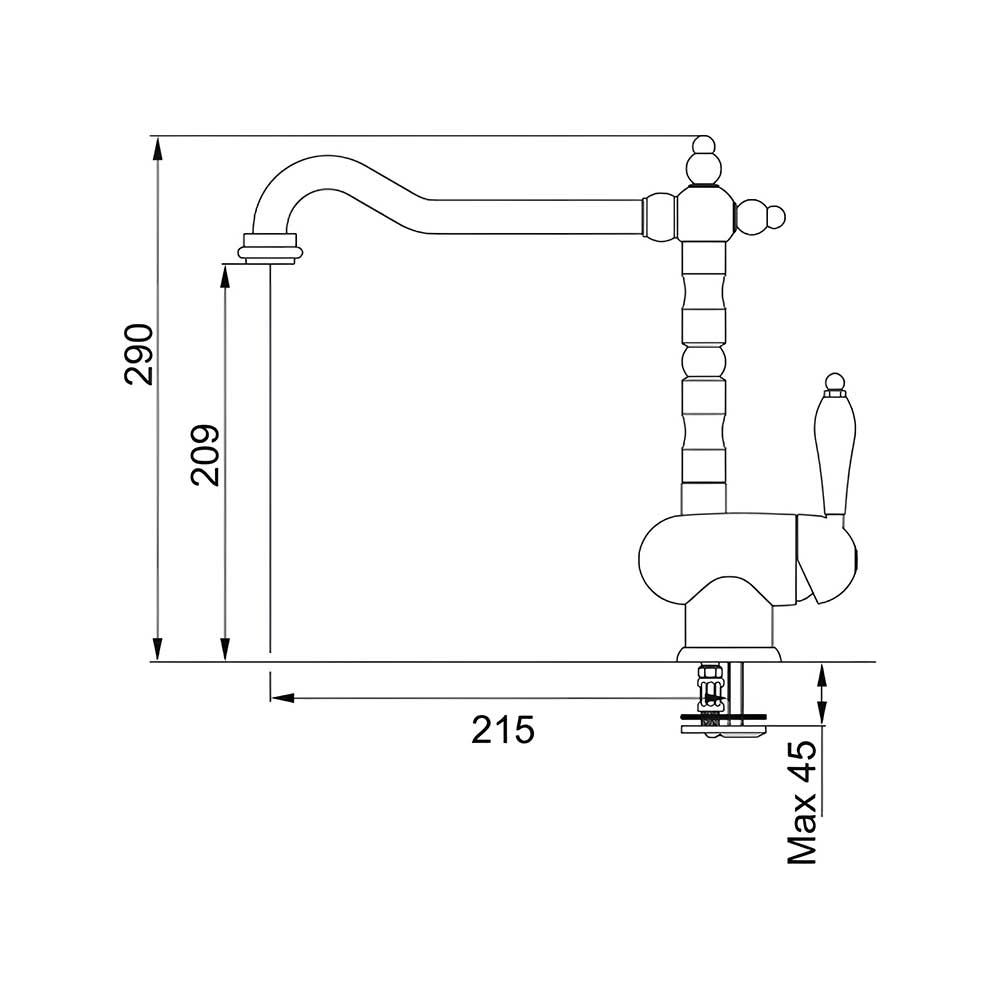 Scheda tecnica miscelatore Old England canna girevole 115.0028.208 Franke