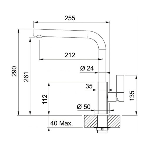 Scheda tecnica miscelatore cromo e bianco 115.0392.340 Franke