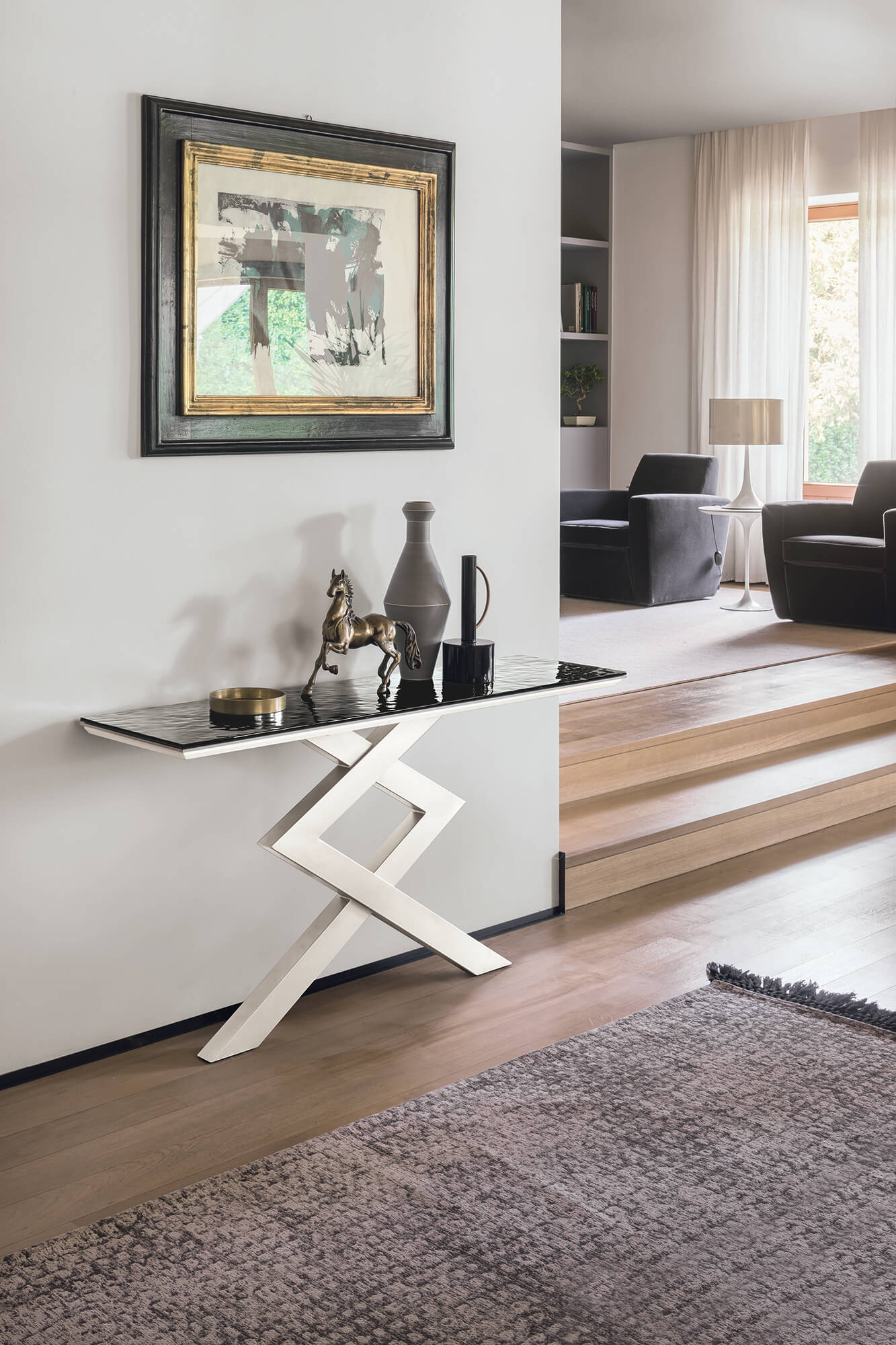 Consolle da parete in vetro ondulato Cross CO183 Target Point