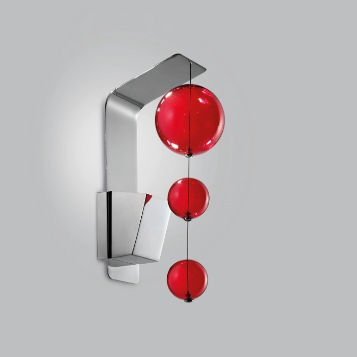 Lampada a parete in vetro colorato rosso Bolero 251 111 Metal Lux