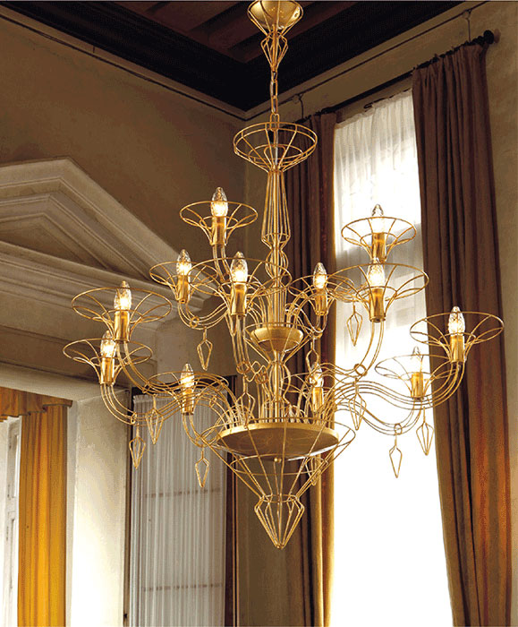 Lampada a sospensione Dedalo dorata 192 112 02 Metal Lux