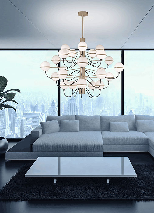 Lampada a sospensione dorata Giro 280 125 02 Metal Lux