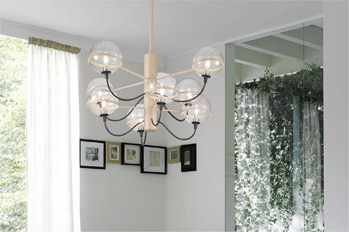 Lampada a sospensione dorata Giro 280 188 01 Metal Lux