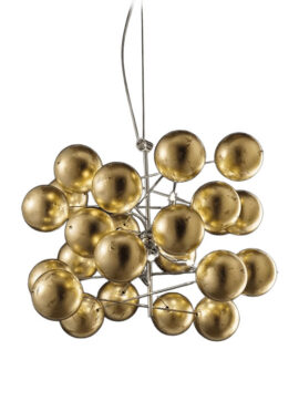 Lampada a sospensione dorata in vetro Atom 255 180 13 Metal Lux