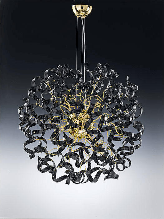 Lampada a sospensione nera e dorata Astro 206 180 03 Metal Lux
