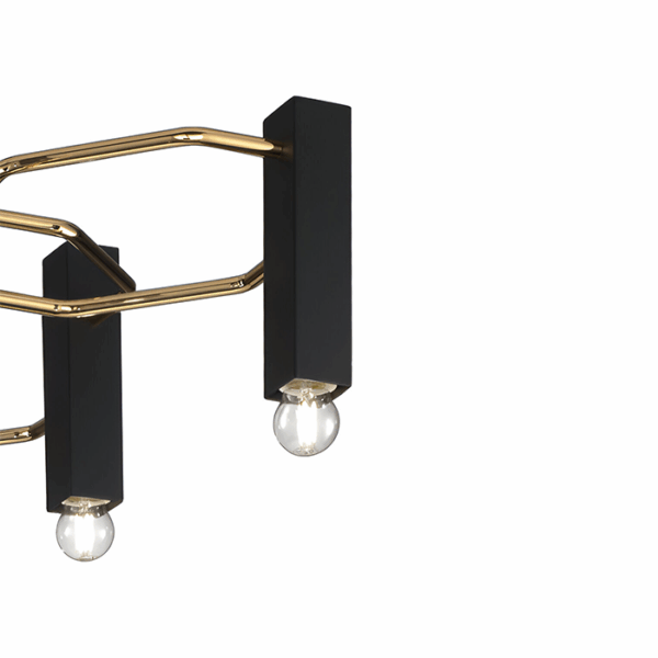 Lampada a sospensione nera e dorata raster 265 113 03 metal lux