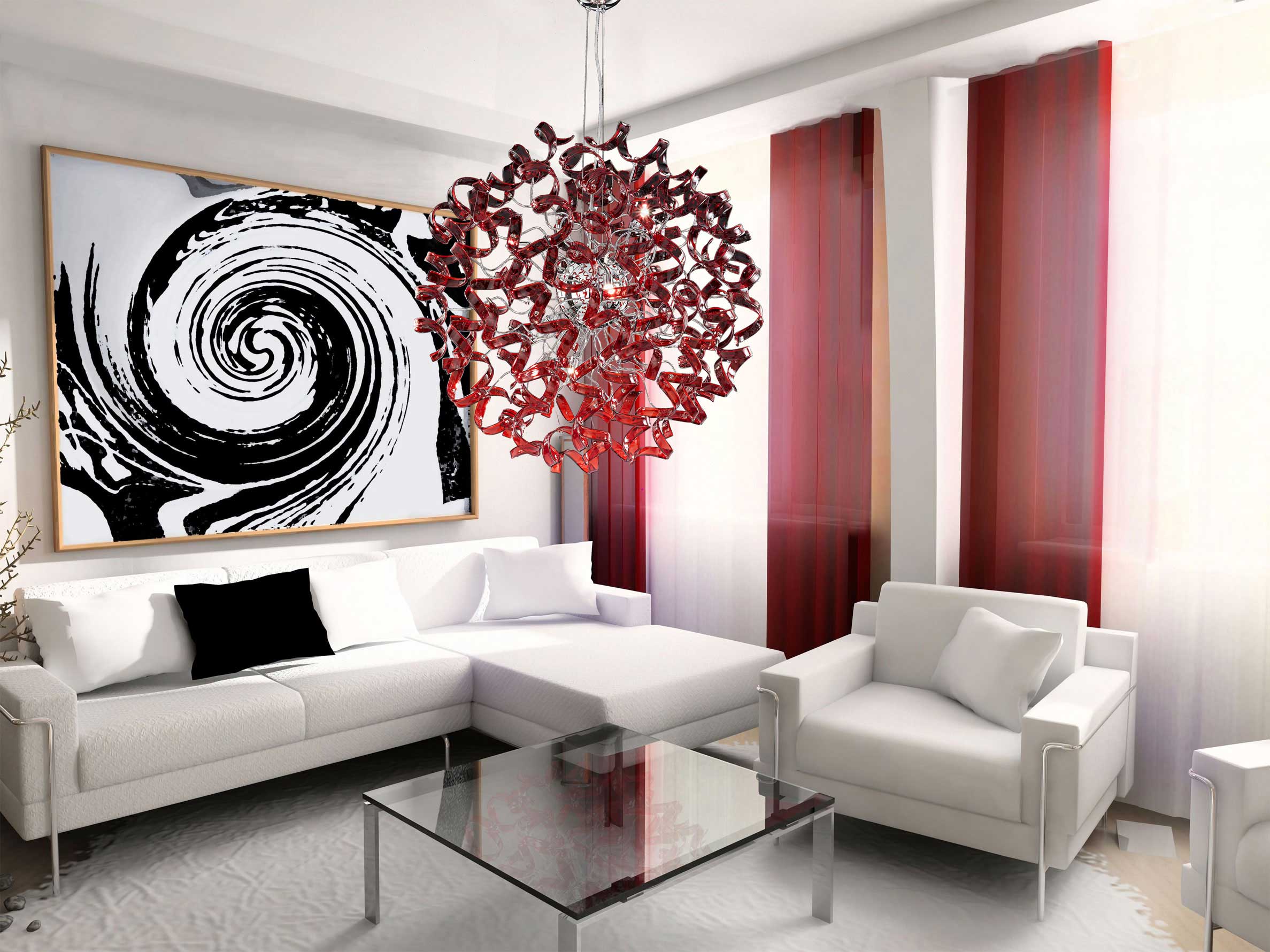 Lampada a sospensione rossa Astro 206 180 04 Metal Lux