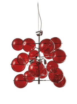 Lampada a sospensione vetro colorato rosso Atom 255 140 04 Metal Lux