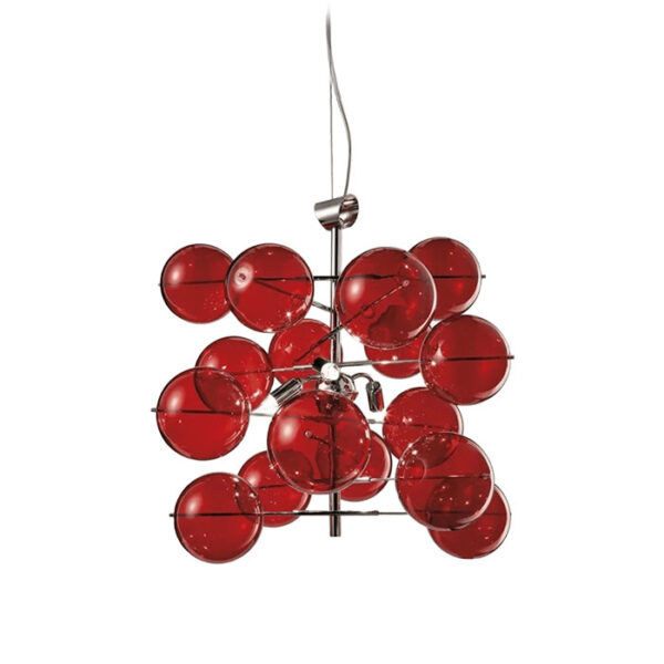 Lampada a sospensione vetro colorato rosso Atom 255 140 04 Metal Lux