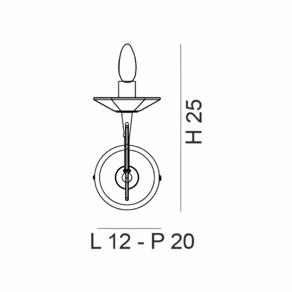 Scheda tecnica lampada a parete Icaro 197 101 e 198 01 Metal Lux