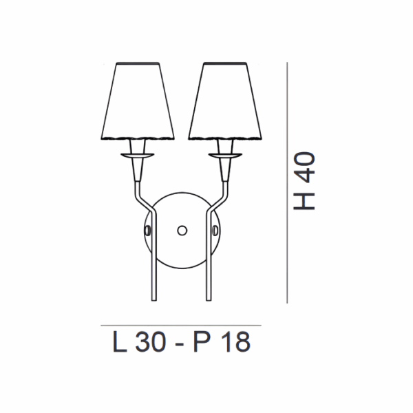 Scheda tecnica lampada a parete Opera 180 102 Metal Lux
