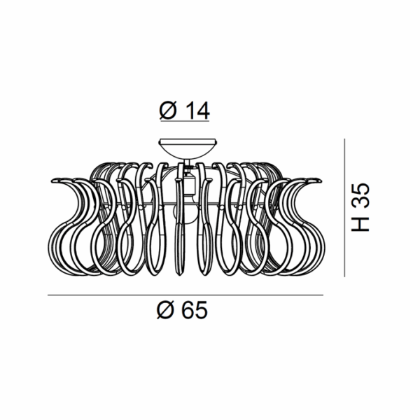 Scheda tecnica lampada a soffitto Wave 234 365 Metal Lux