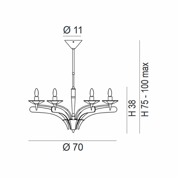 Scheda tecnica lampada a sospensione Icaro 197 166 e 198 166 Metal Lux