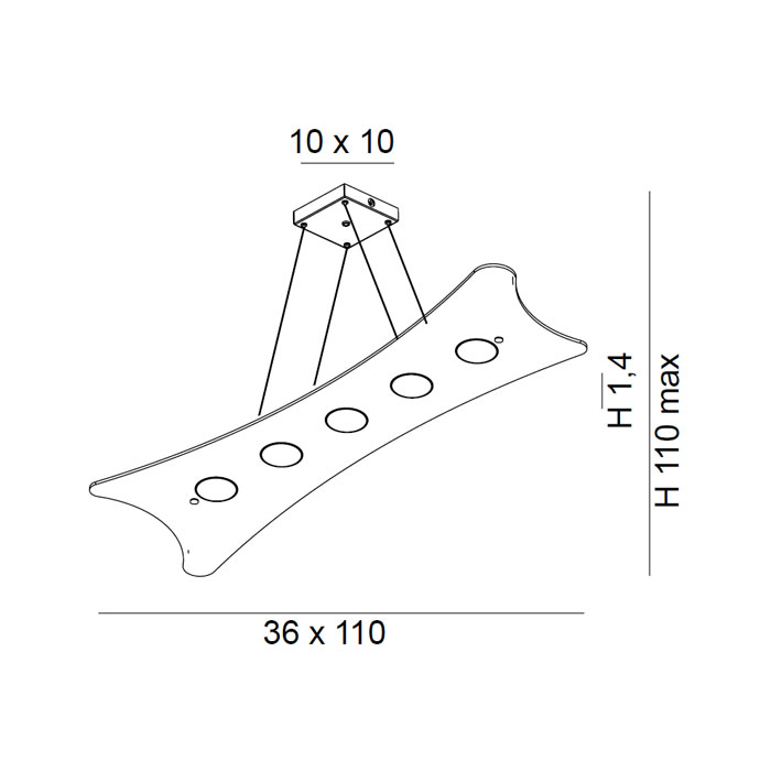 Scheda tecnica lampada a sospensione Manta 259 105 03 Metal Lux