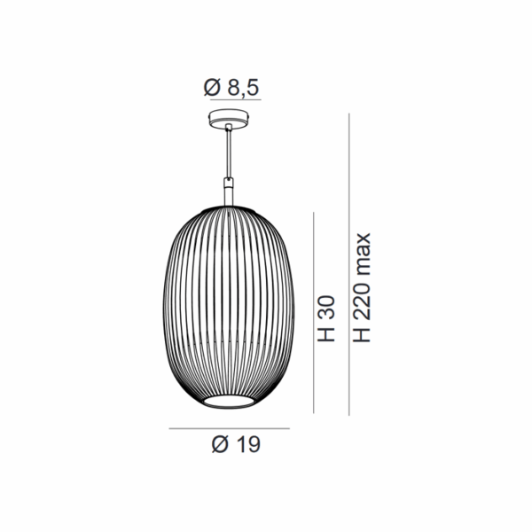 Scheda tecnica lampada a sospensione Nest 275 401 01 Metal Lux