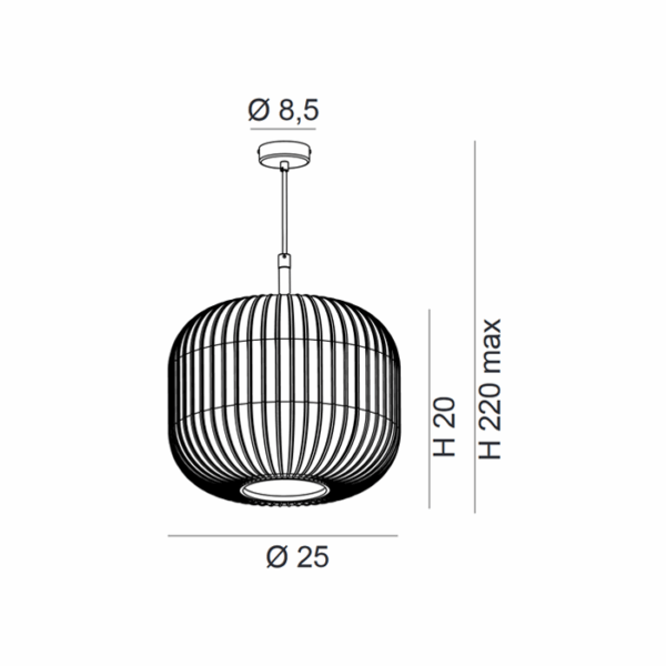 Scheda tecnica lampada a sospensione Nest 275 601 18 Metal Lux