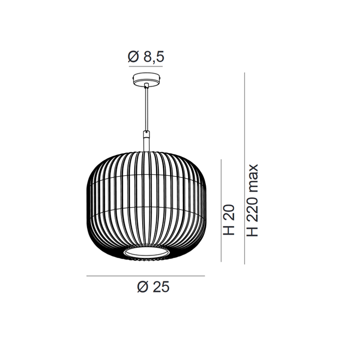 Scheda tecnica lampada a sospensione Nest 275 601 18 Metal Lux