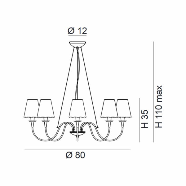 Scheda tecnica lampada a sospensione Opera 180 188 Metal Lux