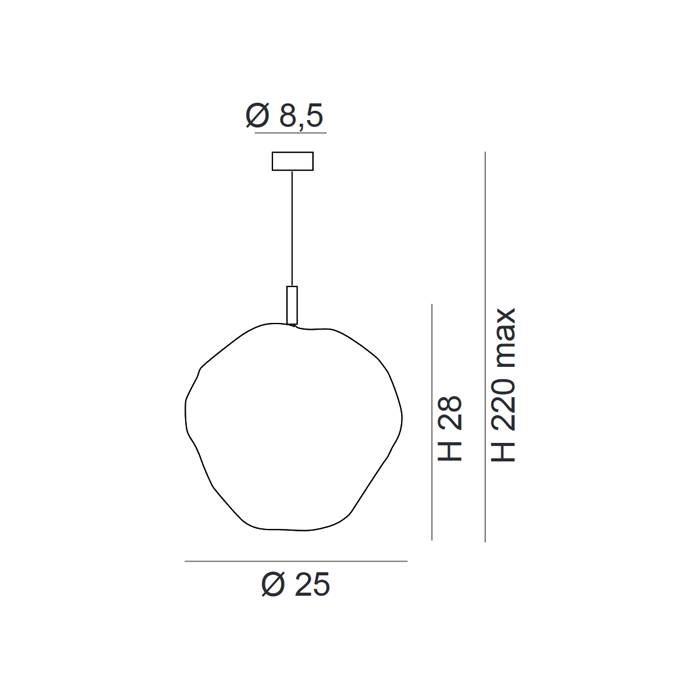 Scheda tecnica lampada a sospensione Saxa 274 525 Metal Lux