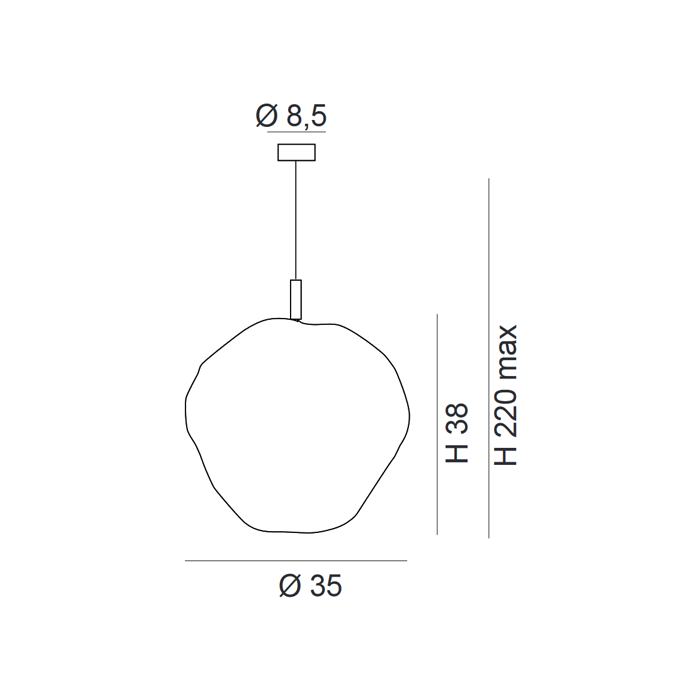 Scheda tecnica lampada a sospensione Saxa 274 535 Metal Lux