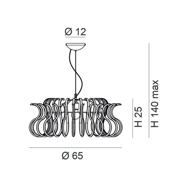 Scheda tecnica lampada a sospensione Wave 234 165 Metal Lux