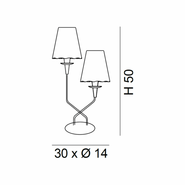Scheda tecnica lampada da tavolo Opera 180 212 Metal Lux