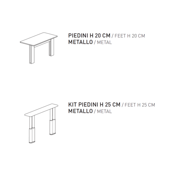 Scheda tecnica piedini madia Artemide MA115 Target Point