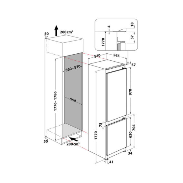 Scheda tecnica frigorifero combinato da incasso HAC18 T542 Hotpoint Ariston