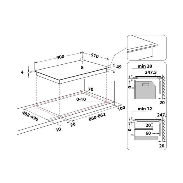 Scheda tecnica piano cottura a induzione WT1090BA Whirlpool