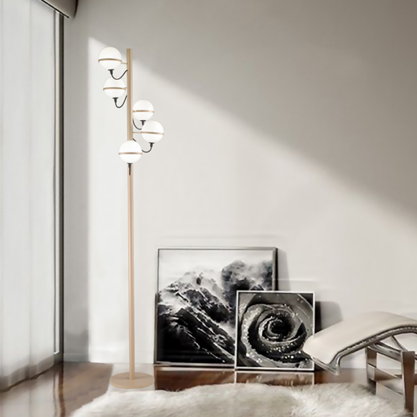 Lampada da terra in metallo verniciato champagne Giro 280 745 Metal Lux