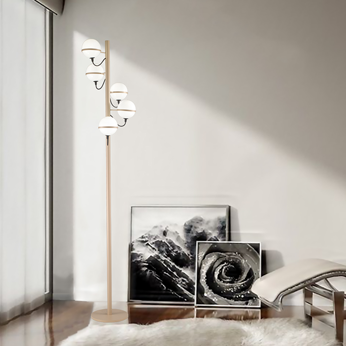 Lampada da terra in metallo verniciato champagne Giro 280 745 Metal Lux