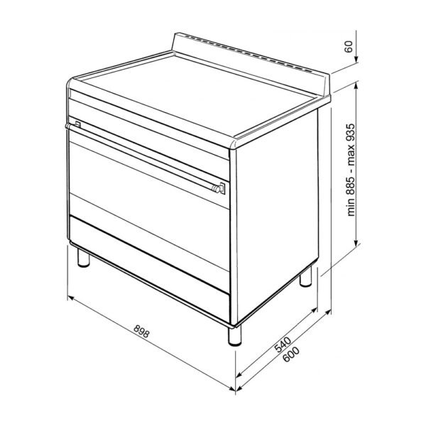 Scheda tecnica cucina libera installazione BG91IX9-1 Smeg
