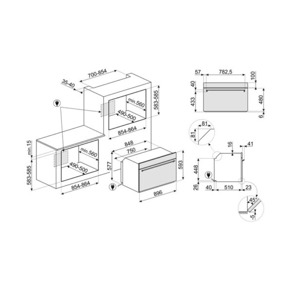 Scheda tecnica forno da incasso SF9390X1 Smeg