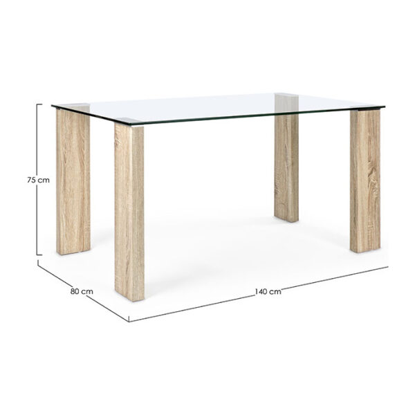 Tavolo rettangolare fisso in vetro e legno New Arley 0732215 Andrea Bizzotto